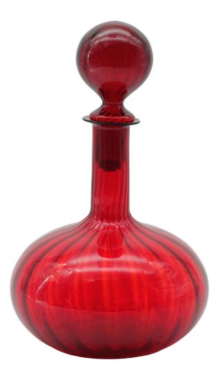 Picture of Antique Optic Rib Ruby Red Decanter