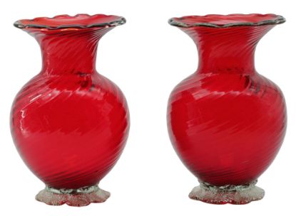 Picture of Venetian - Pair Of Ruby Red Glass Vases