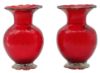 Picture of Vintage Toscany Venetian Ruby Red Optic Swirl Vases, Pair
