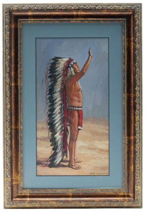 Picture of Hubert Wackermann - Indian Chief In Prayer Watercolor
