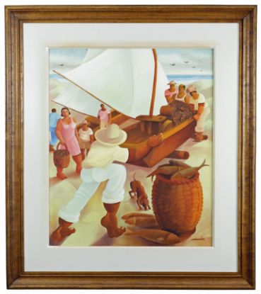 Picture of Jaime Mendes - Fishermen Landing Boat With Catch