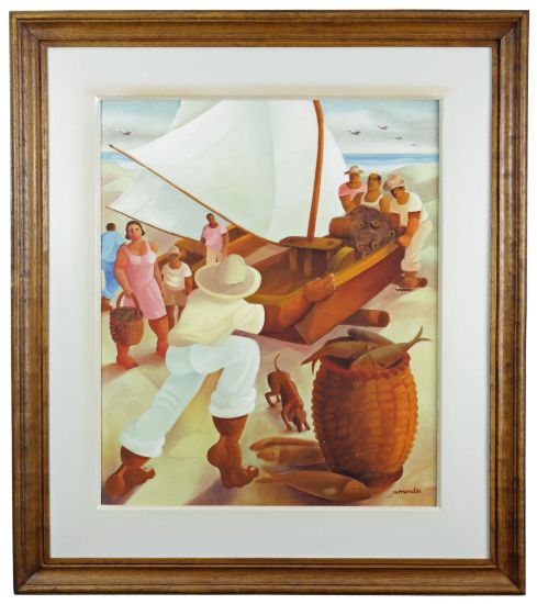 Picture of Jaime Mendes - Fishermen Landing Boat With Catch