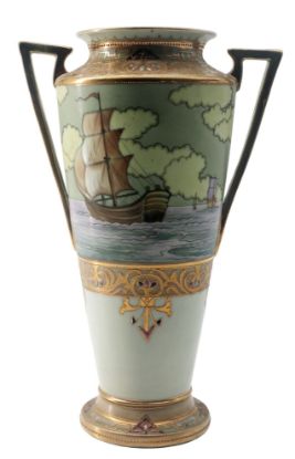 Picture of Nippon - Scenic Landscape Gilt Porcelain Vase