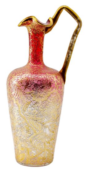 Picture of Bohemian (Moser School) - Cranberry-To-Clear Gilt Enamel Glass Ewer
