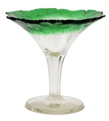 Picture of Antique Clear to Green Cut Glass Compote