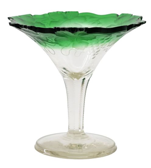 Picture of Antique Clear to Green Cut Glass Compote