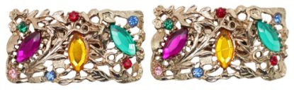 Picture of Vintage Gold Tone and Colorful Rhinestone Studded Shoe Clips