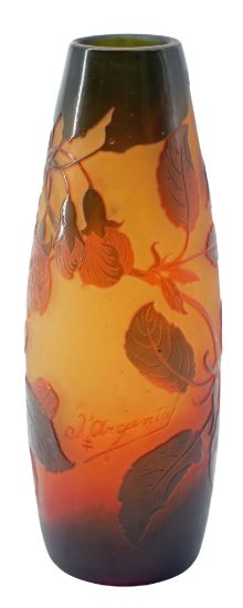 Picture of D'Argental (French) - Cameo Glass Vase With Leaf And Berry Motif