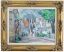 Picture of Edgartown Street Lined with Flags - Framed Oil on Canvas