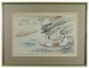 Picture of Antique Chinese Gouache of Three Women Paddling on Lotus Pond