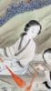 Picture of Antique Chinese Gouache of Three Women Paddling on Lotus Pond