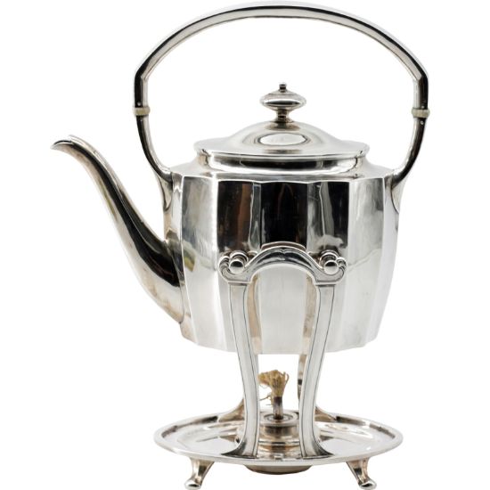 Picture of Antique Sterling Silver Teapot-on-Stand with Burner by Arthur L. Hartwell for Arthur Stone