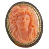 Picture of Antique 14K Gold Coral Ring with Bust of Woman or Medusa