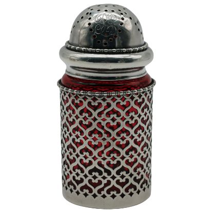 Picture of American - Sterling Overlay Cranberry Glass Muffineer