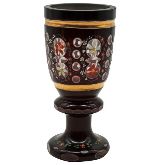 Picture of Antique Bohemian Cut to Clear Crystal Enamel Decorated Vessel