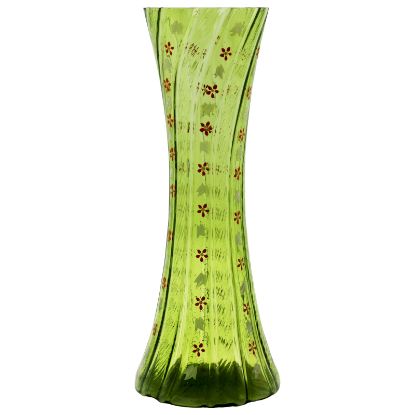 Picture of Antique Bohemian (Attributed) - Green Optic Swirl Enamel Decorated Vase