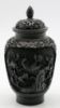 Picture of Vintage Chinese Black Lacquer Covered Jar with Figural Landscape Motif