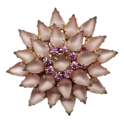 Picture of Vintage Juliana (Attributed) Layered Pink Rhinestone Flower Brooch