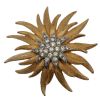 Picture of Vintage Mid-Century Modernist Sunburst Rhinestone Brooch - Gold-Tone