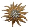 Picture of Vintage Mid-Century Modernist Sunburst Rhinestone Brooch - Gold-Tone